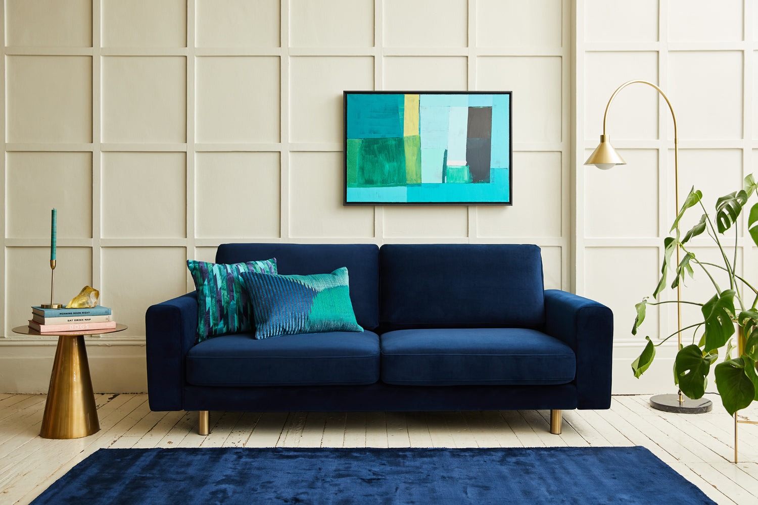 The Big Chill 3 Seater Sofa in Navy with Metal Legs