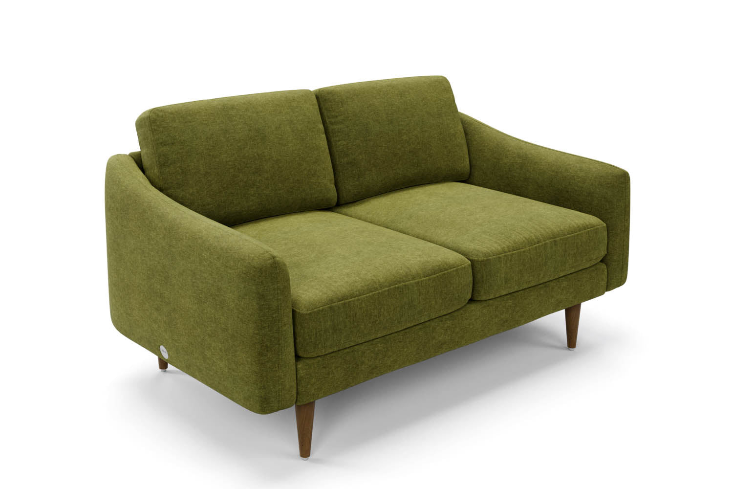 The Rebel 2 Seater Sofa in Moss with brown legs