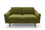 The Rebel 2 Seater Sofa in Moss with brown legs front 