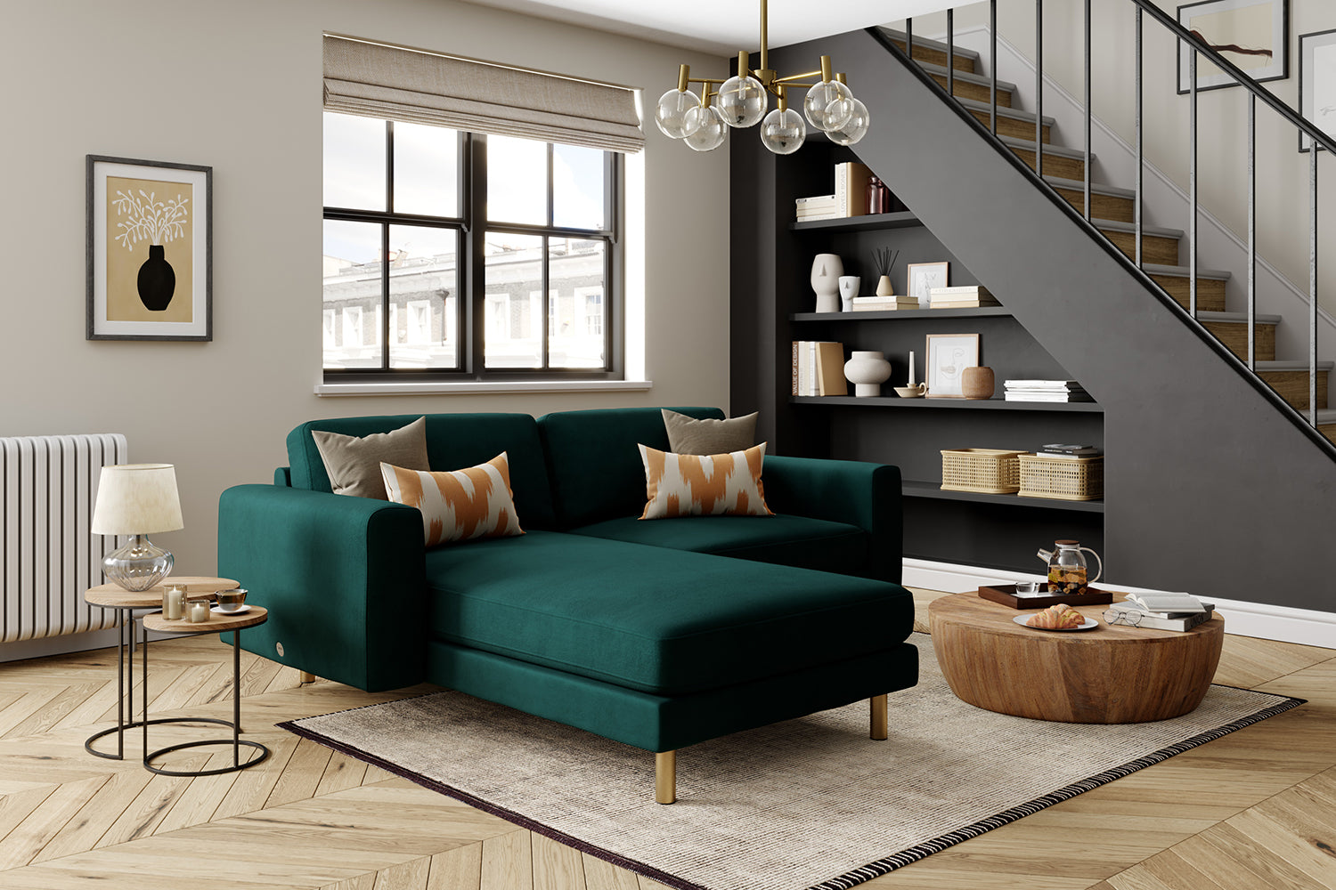 The Big Chill - Left Hand Chaise Sofa - Pine Green