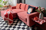 The Big Chill 3 Seater Sofa and Footstool in Spice Chenille with  metal legs lifestyle setting