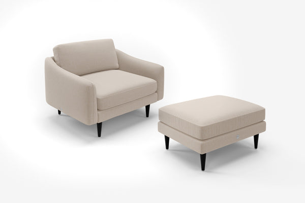 The Rebel - 1.5 Seater Snuggler and Footstool Set - Beach