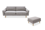 The Rebel - 3 Seater Sofa and Footstool Set - Mid Grey