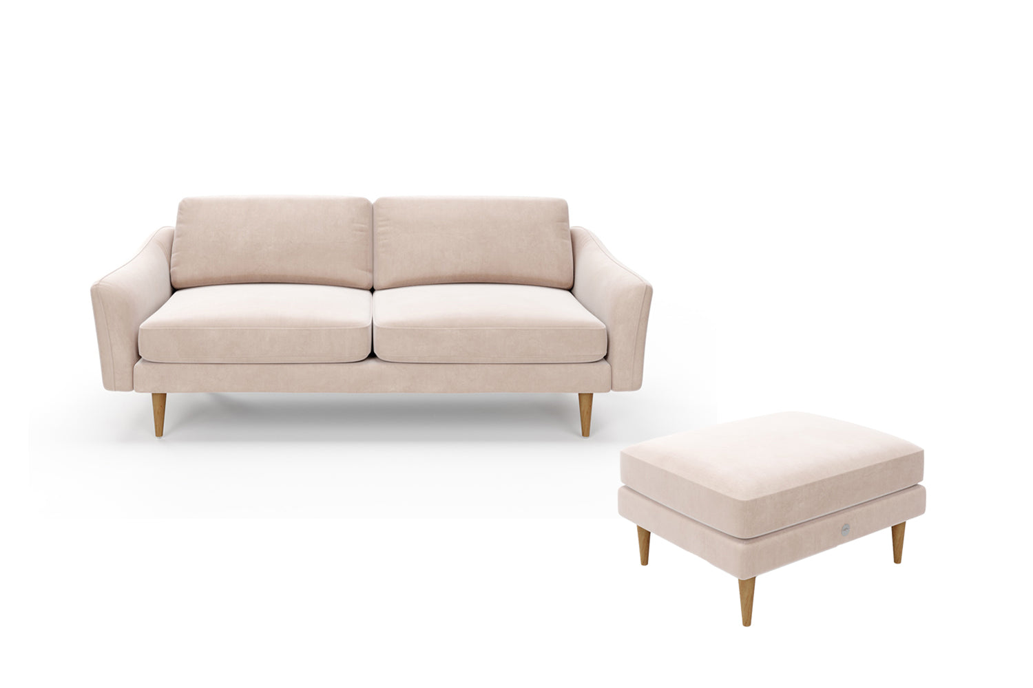 The Rebel - 3 Seater Sofa and Footstool Set - Taupe