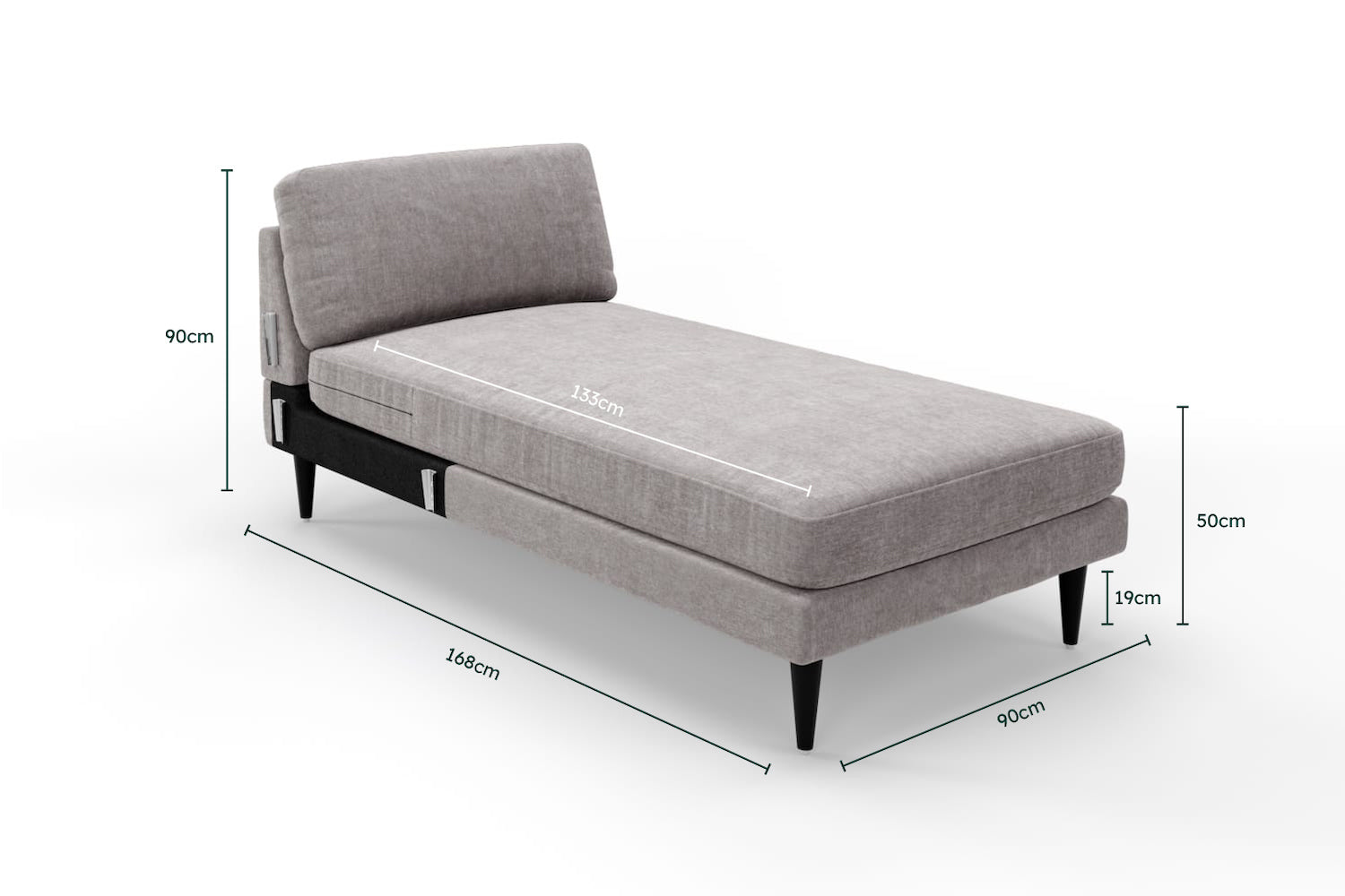 The Rebel - Right Hand Chaise Unit - Mid Grey