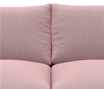 close up image of blush velvet sofa cushions