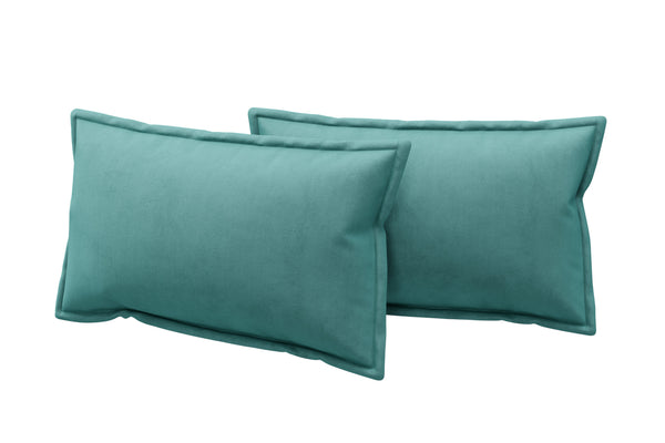 Accessories - Pair of Edged Bolster Cushions - Soft Teal