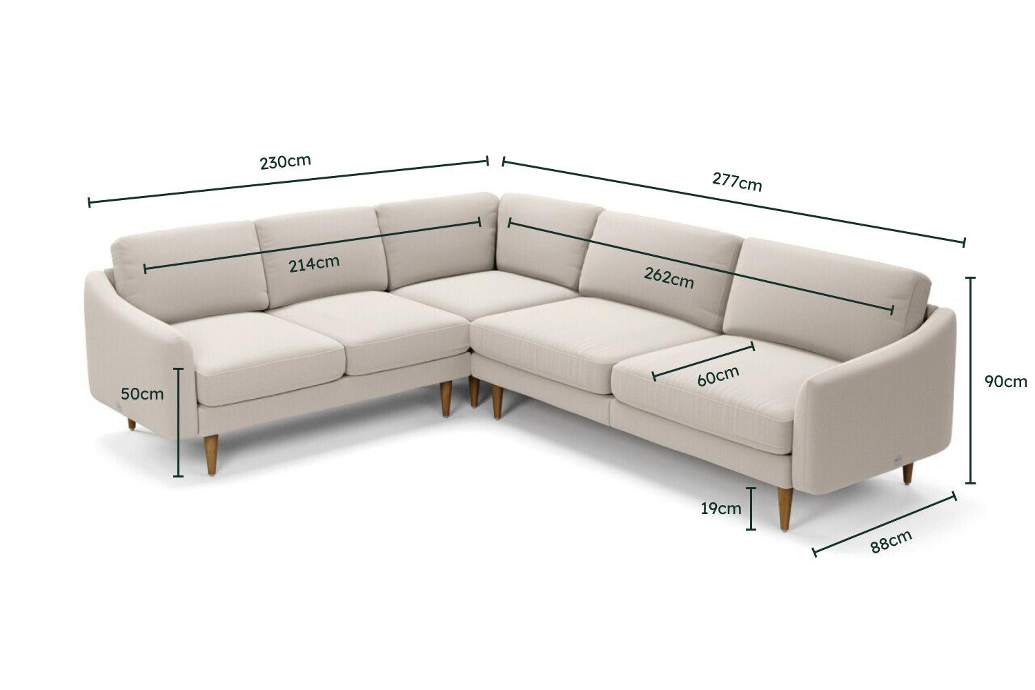 The Rebel Large Corner Sofa Mid Grey