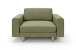 The Big Chill Snuggler in Sage Chenille with metal legs front 