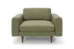 The Big Chill Snuggler in Sage Chenille with brown legs front 