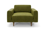 The Big Chill Snuggler in Moss Chenille with brown legs front