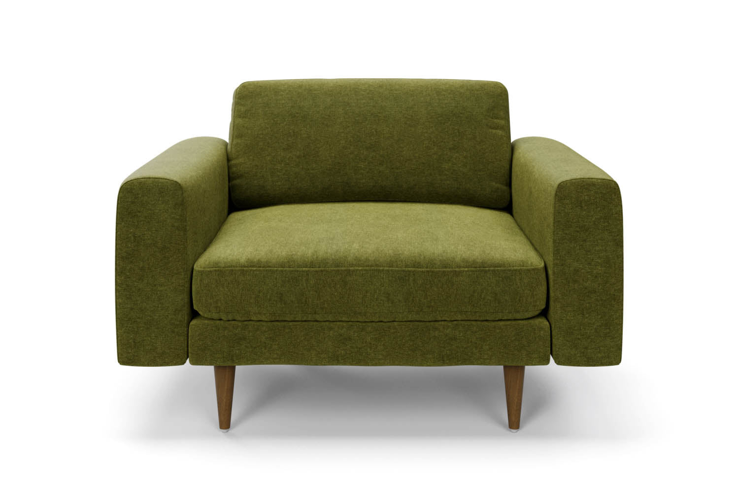 The Big Chill Snuggler in Moss Chenille with brown legs frontvariant_40886286975024