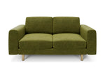 The Big Chill 2 Seater Sofa in Moss Chenille with metal legs front 