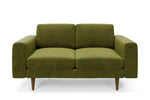 The Big Chill 2 Seater Sofa in Moss Chenille with brown legs front 
