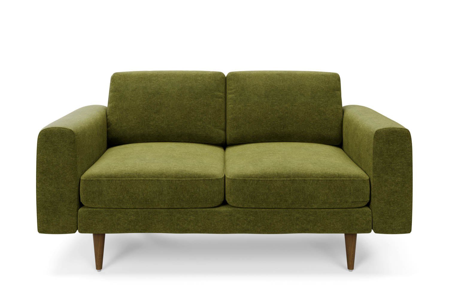 The Big Chill 2 Seater Sofa in Moss Chenille with brown legs front variant_40886287401008