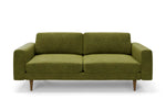 The Big Chill 3 Seater Sofa in Moss Chenille with brown legs front 