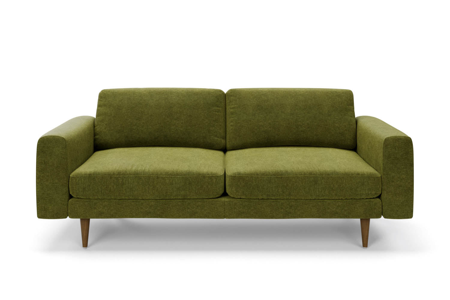 The Big Chill 3 Seater Sofa in Moss Chenille with brown legs front variant_40886288187440