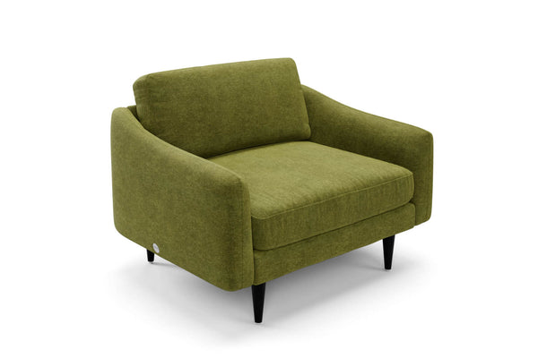The Rebel Snuggler Sofa in Moss with black legs