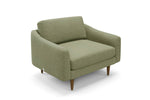 The Rebel Snuggler Sofa in Sage with brown legs