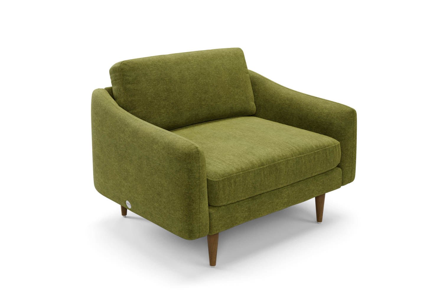 The Rebel Snuggler Sofa in Moss with brown legs