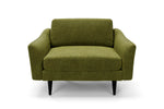 The Rebel Snuggler Sofa in Moss with black legs front 
