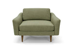 The Rebel Snuggler Sofa in Sage with brown legs front 