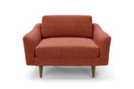 The Rebel Snuggler Sofa in Spice with brown legs front 