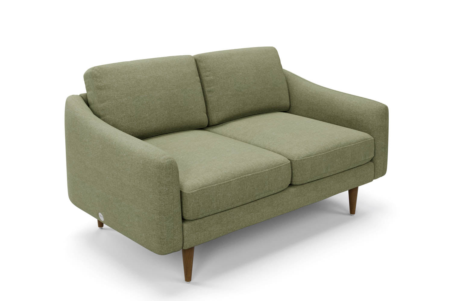 The Rebel 2 Seater Sofa in Sage with brown legs