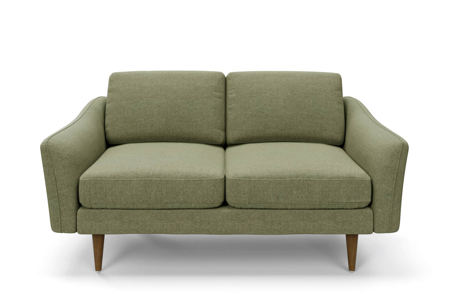 The Rebel 2 Seater Sofa in Sage with brown legs front varint_40886317252656