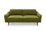The Rebel 3 Seater Sofa in Moss with brown legs front 