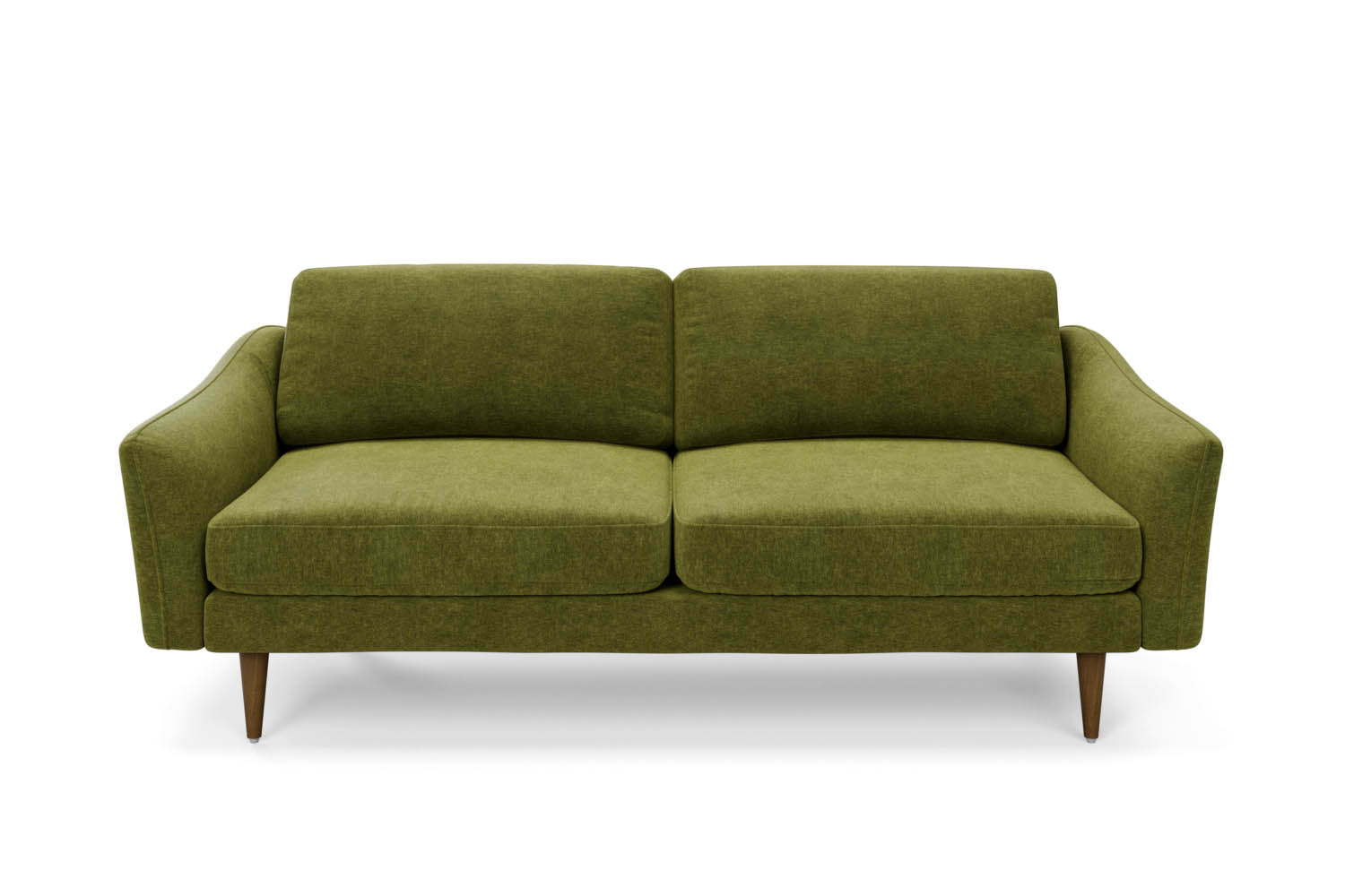 The Rebel 3 Seater Sofa in Moss with brown legs front variant_40886299721776