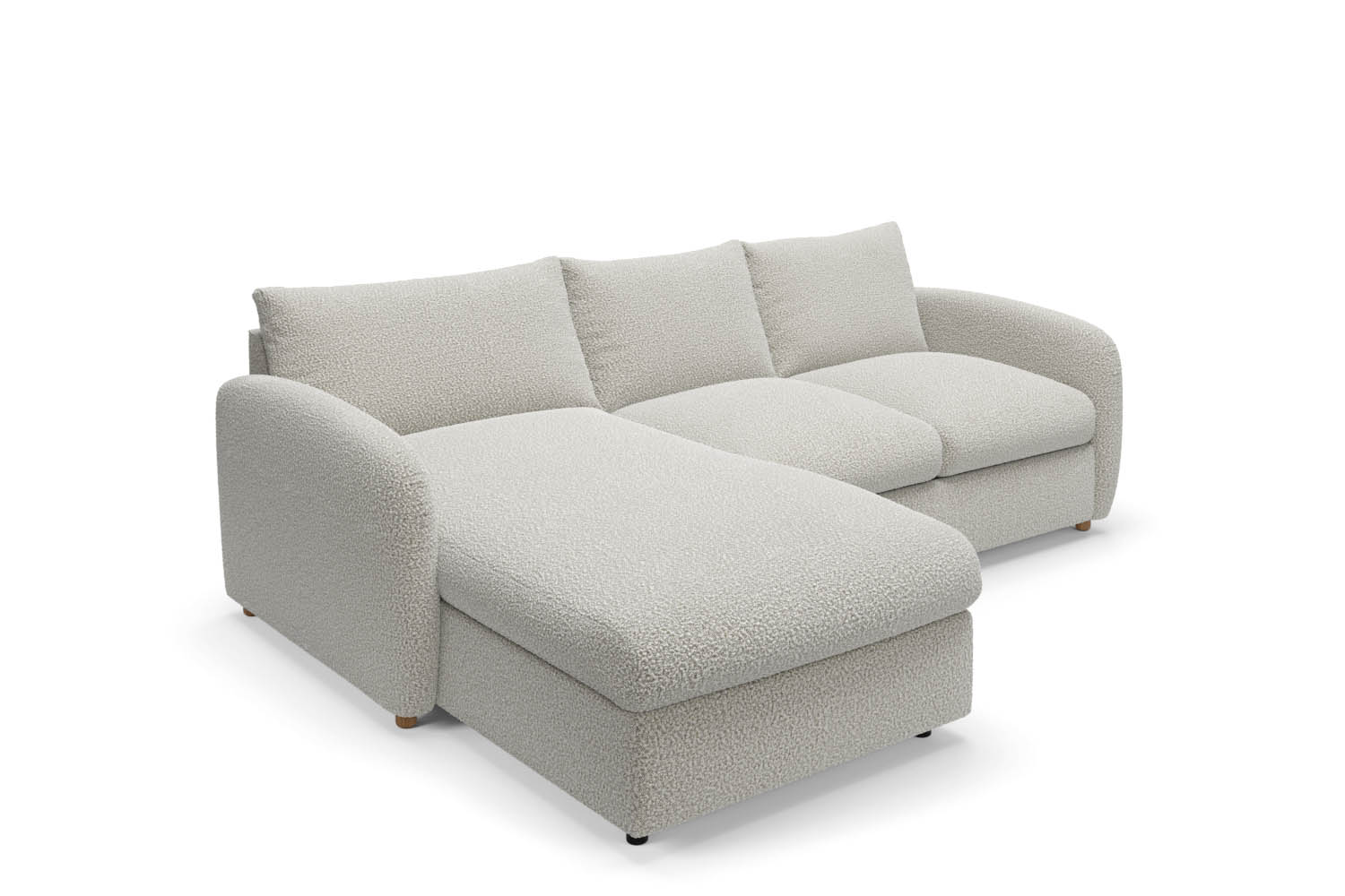 The Small Biggie - Chaise Corner Sofa - Fuzzy White Boucle
