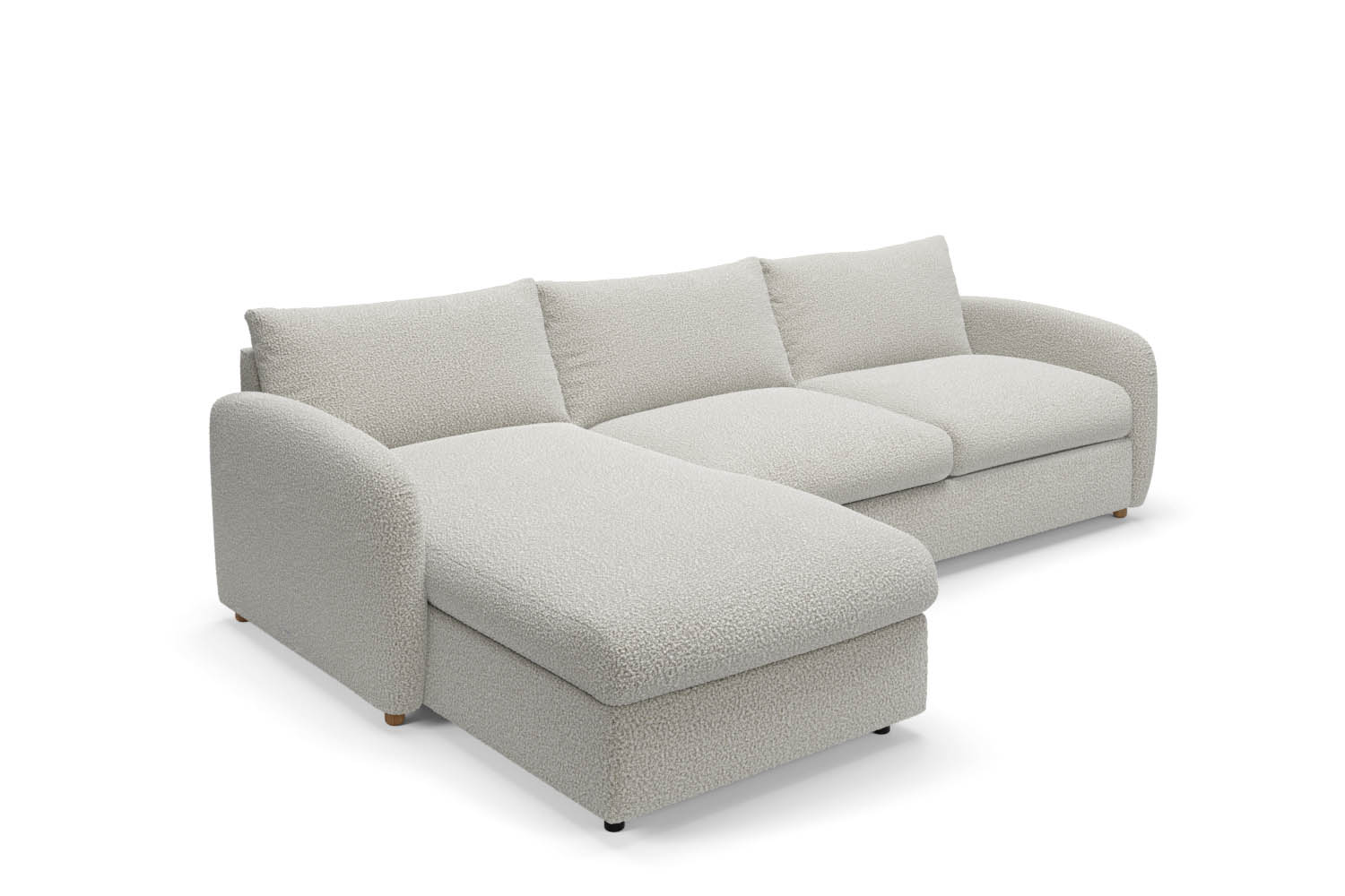 The Small Biggie - Chaise Sofa Bed - Fuzzy White Boucle