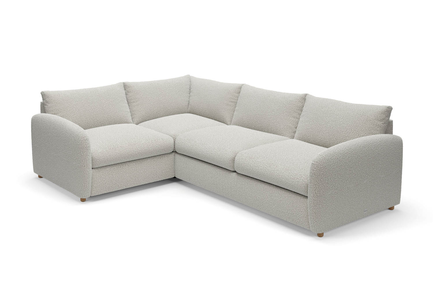 The Small Biggie - Medium Corner Sofa - Fuzzy White Boucle
