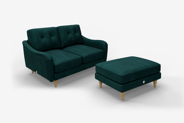 The Austen Lounger - 2 Seater Sofa and Footstool Set - Pine Green