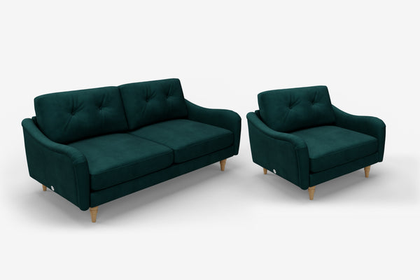 The Austen Lounger - 3 Seater Sofa and 1.5 Seater Snuggler Set - Pine Green