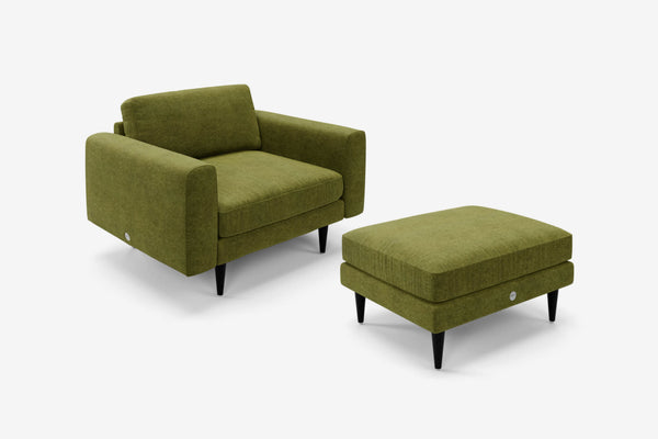 The Big Chill - 1.5 Seater Snuggler and Footstool Set - Moss