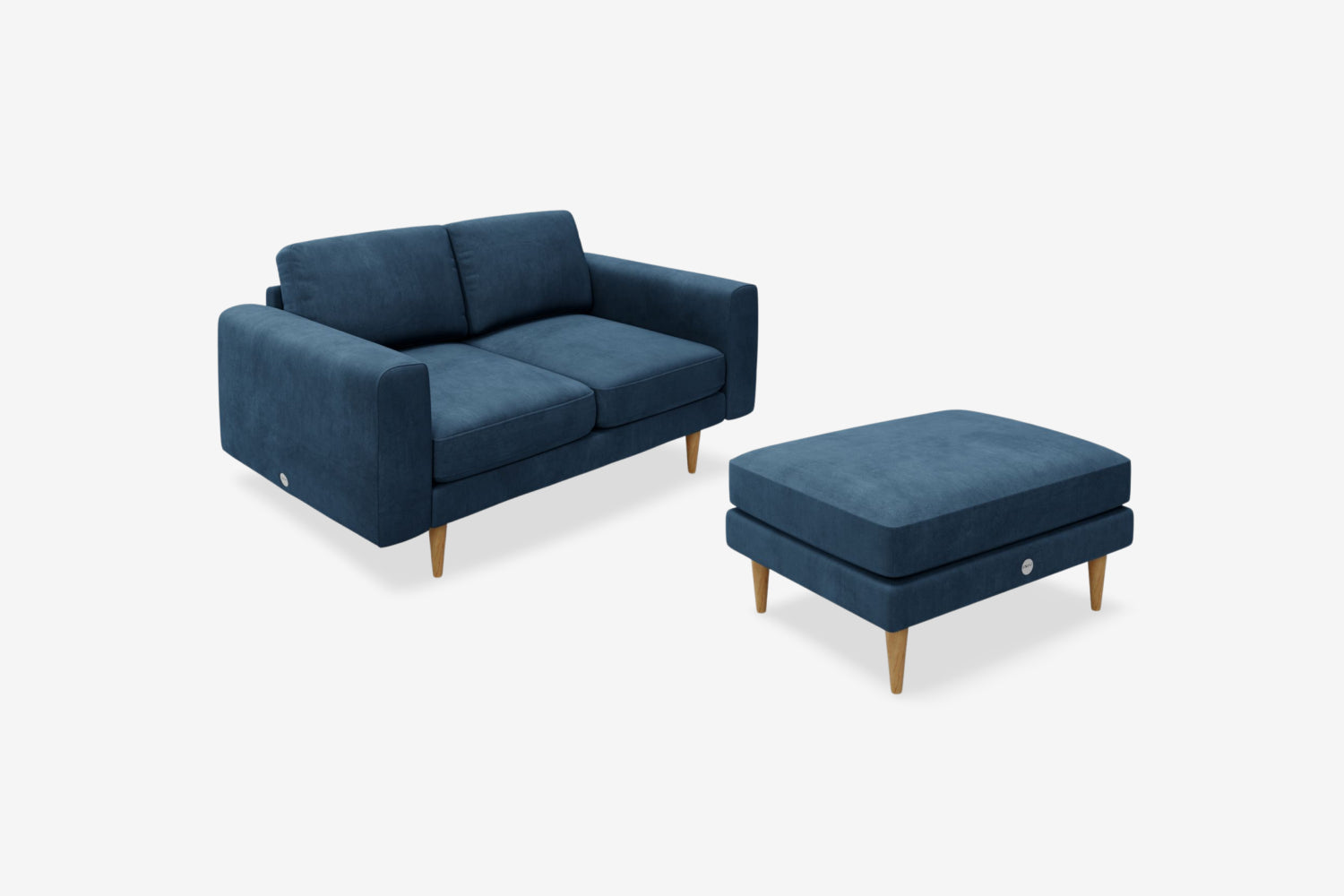 The Big Chill - 2 Seater Sofa and Footstool Set - Blue Steel