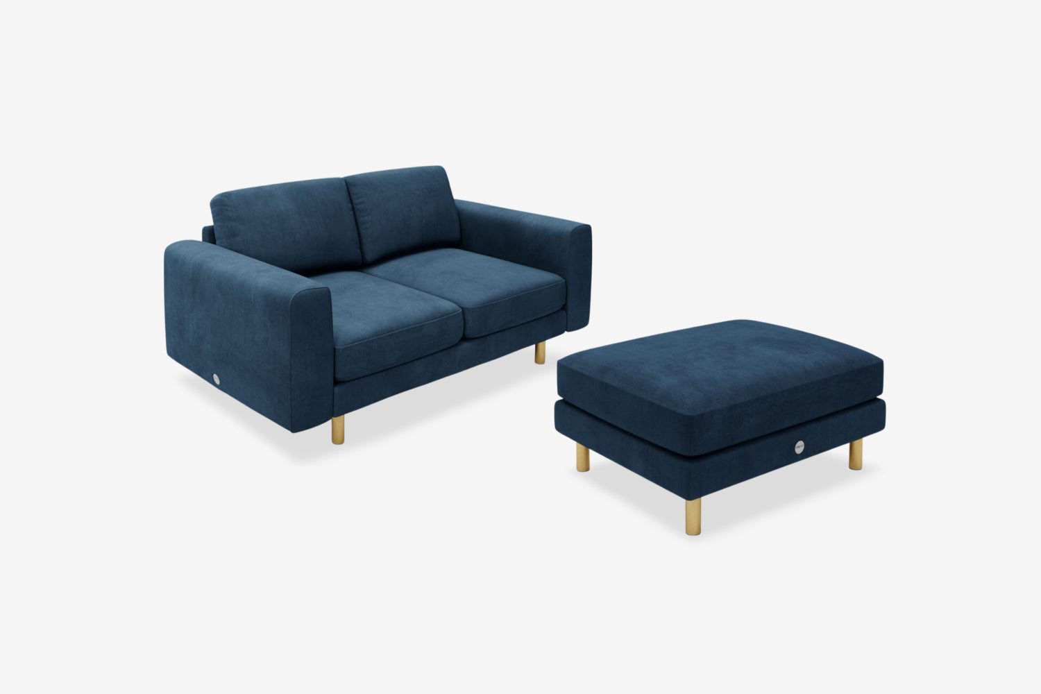The Big Chill - 2 Seater Sofa and Footstool Set - Blue Steel