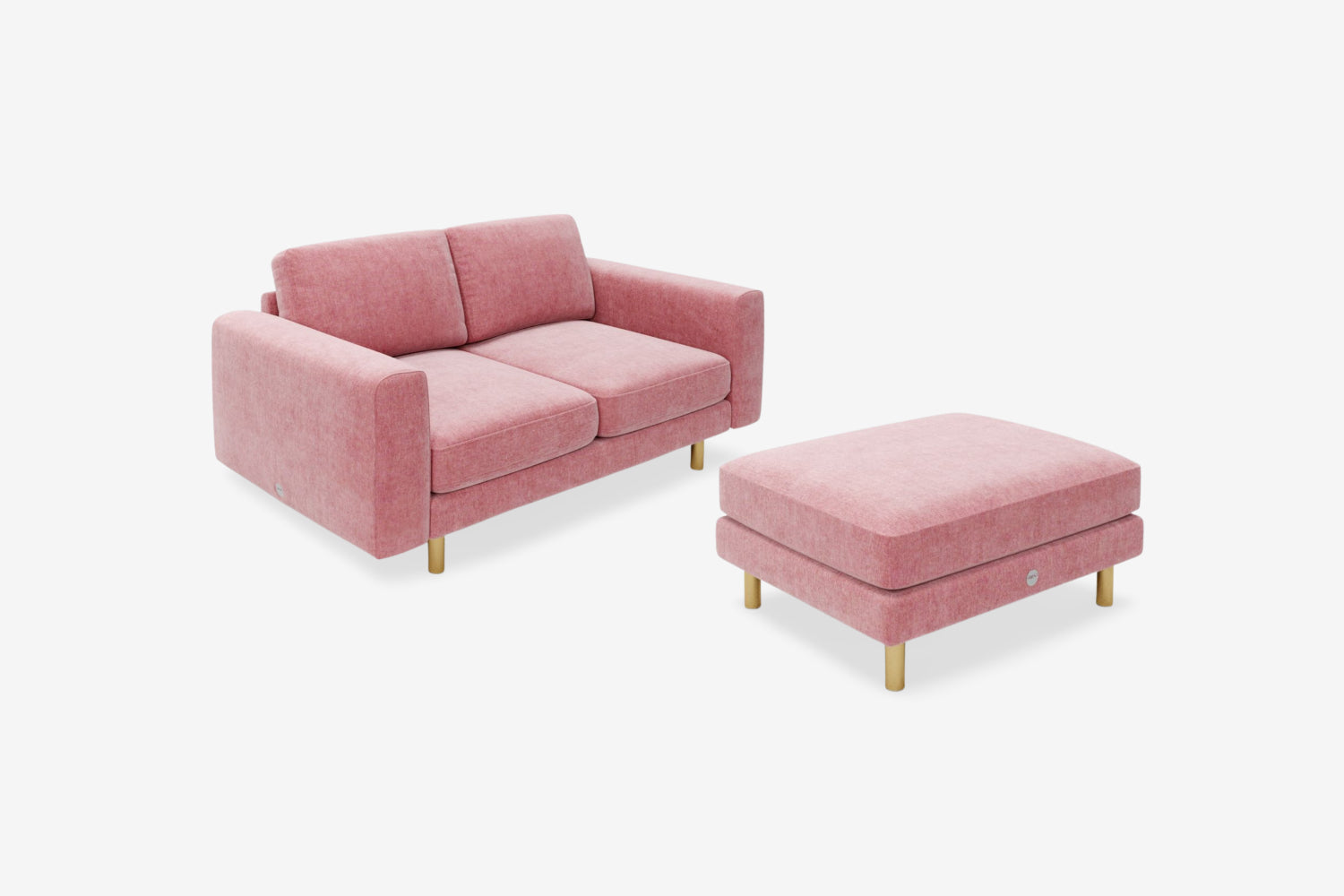 The Big Chill - 2 Seater Sofa and Footstool Set - Blush Coral