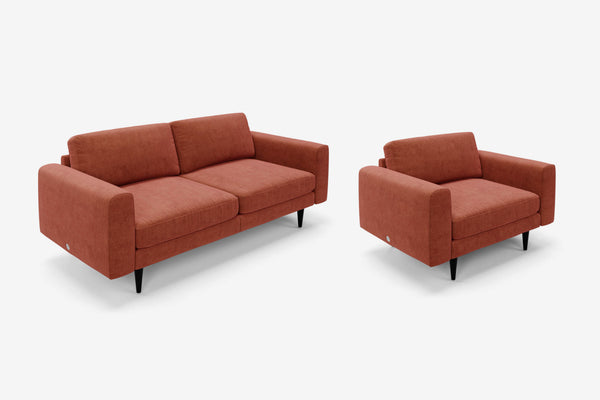 The Big Chill - 3 Seater Sofa and 1.5 Seater Snuggler Set - Spice