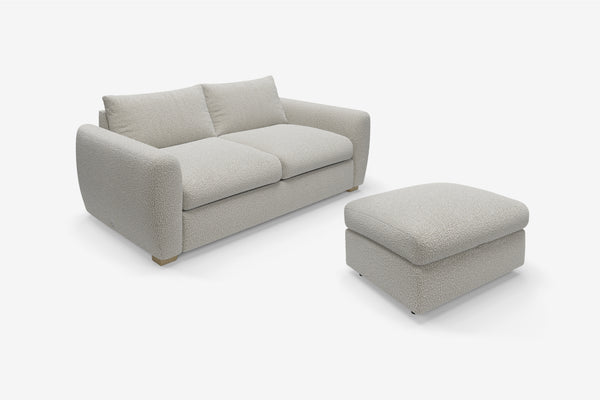 The Cloud Sundae - 3 Seater Sofa and Footstool Set - Fuzzy White Boucle