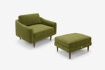 The Rebel - 1.5 Seater Snuggler and Footstool Set - Moss