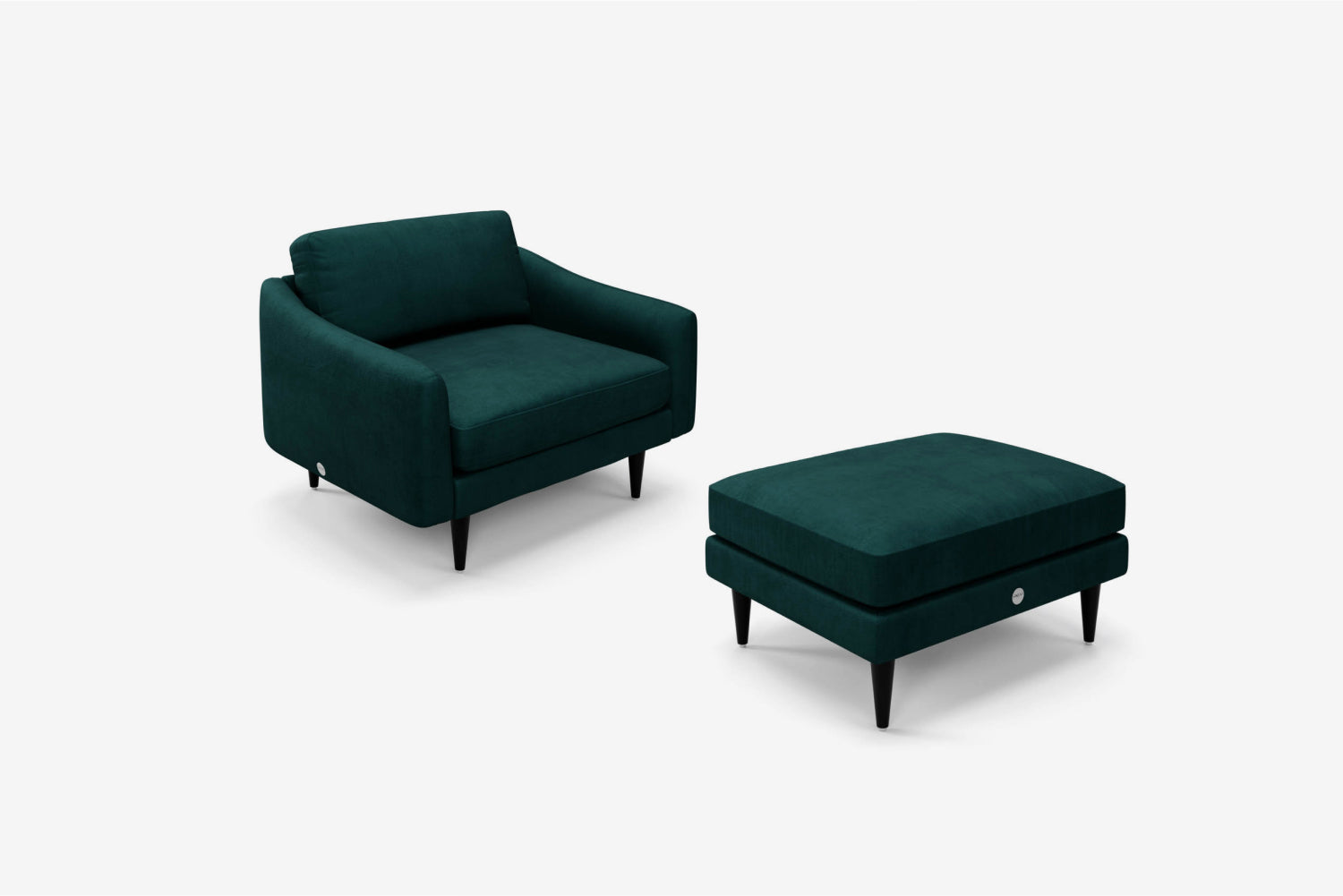 The Rebel - 1.5 Seater Snuggler and Footstool Set - Pine Green