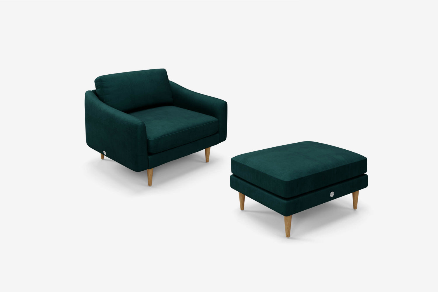 The Rebel - 1.5 Seater Snuggler and Footstool Set - Pine Green