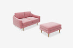 The Rebel - 2 Seater Sofa and Footstool Set - Blush Coral