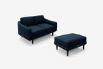 The Rebel - 2 Seater Sofa and Footstool Set - Deep Blue