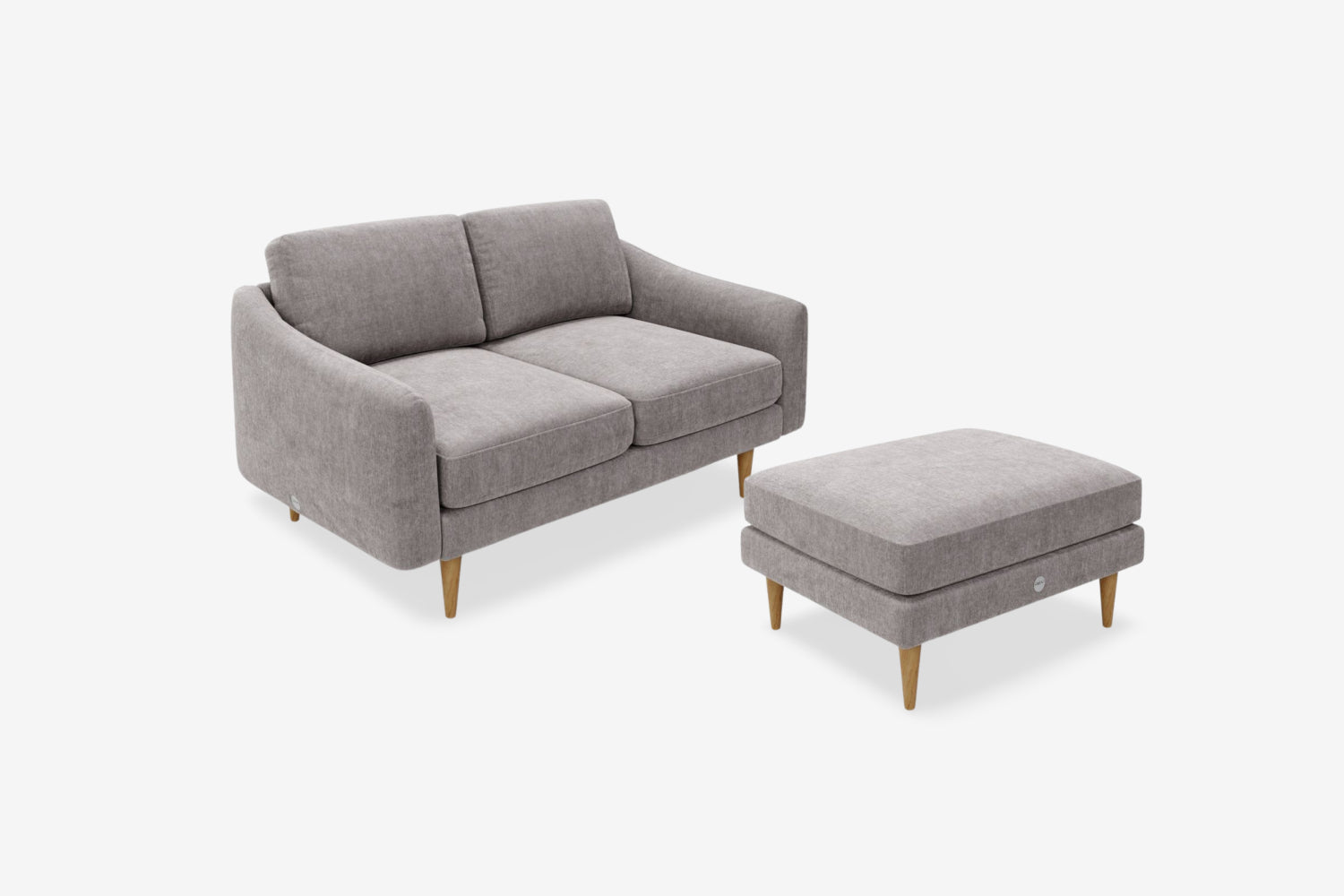 The Rebel - 2 Seater Sofa and Footstool Set - Mid Grey