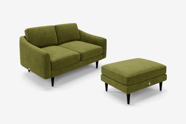 The Rebel - 2 Seater Sofa and Footstool Set - Moss