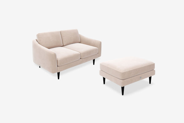 The Rebel - 2 Seater Sofa and Footstool Set - Taupe